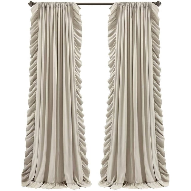 Lush Decor Reyna - Juego de Paneles de Cortina de Ventana con Volantes, par, 54 Pulgadas de Ancho x 95 Pulgadas de Largo, Juego de Cortinas fluidas, Cortinas románticas con Volantes para recámara,