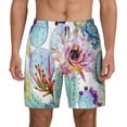 thumbnail image 2 of Picia Cactus pattern Mens Swim Trunks with Compression Liner Stretch Beach Shorts Quick Dry with Zipper Pockets No-Chafing Board Shorts-X-Large, 2 of 9