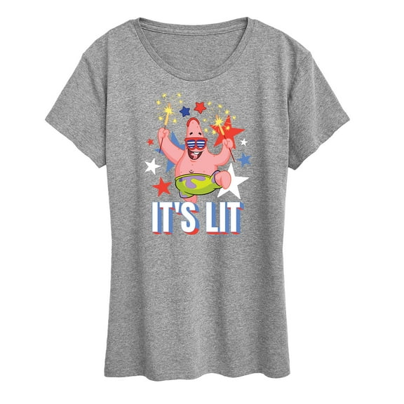 SpongeBob SquarePants - Lit Fireworks Patrick - Women's Short Sleeve Graphic T-Shirt