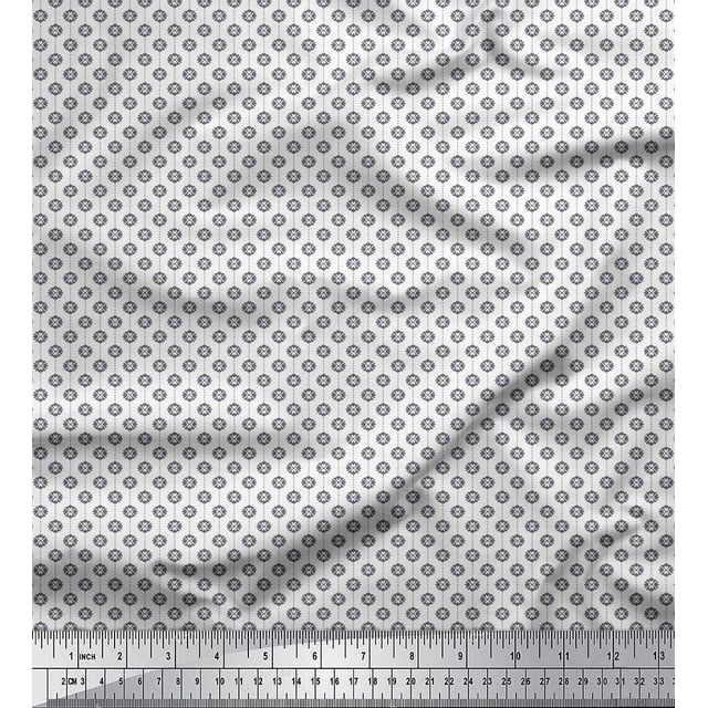 Soimoi Modal Satin Fabric Dot & Floral Small Print Fabric by Yard 42 Inch Wide