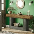thumbnail image 6 of 63" Farmhouse Console Table - Rustic Brown Grain Top & Vintage Gray U-Shaped Base, E1 MDF with Lower Shelf, Versatile for Entryway, Living Room, Behind Couch, TV Stand, 6 of 6