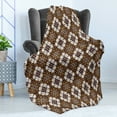 thumbnail image 4 of Chocolate Soft Flannel Fleece Throw Blanket, Brown Toned Ancestral Batik Pattern with Floral Indonesian Motifs, Cozy Plush for Indoor and Outdoor Use, 60" x 80", Dark Brown White Brown, by Ambesonne, 4 of 5