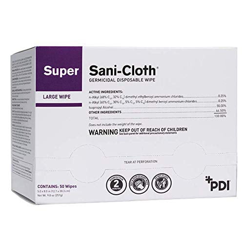 PDI Super Sani-Cloth Germicidal Disposable Wipe, Large, Individual, 5" x 8"