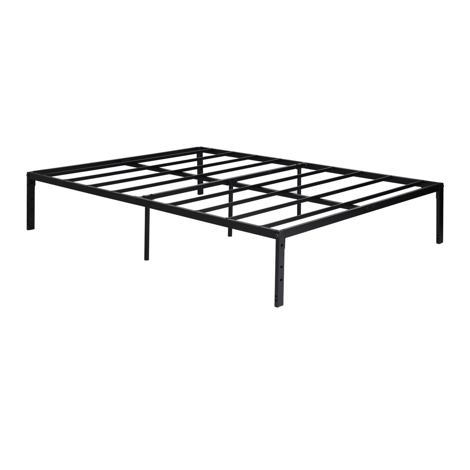 Auto Beyond Metal bed frame, double bed frame with storage space, heavy-duty sturdy mattress base, easy assembly, no box spring required, black