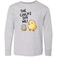 thumbnail image 3 of Inktastic The Chicks Dig Me Easter Baby Chick with Basket and Eggs Long Sleeve Youth T-Shirt, 3 of 5