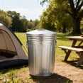 thumbnail image 3 of Iron Outdoor Trash Can With Lid Handles 8L Capacity For Garden Camping, 3 of 9