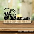 thumbnail image 2 of Craftnamesign Custom Wooden Saxophone Desk Name Plate, Musical Instrument Metal Nameplate for desk, 2 of 5