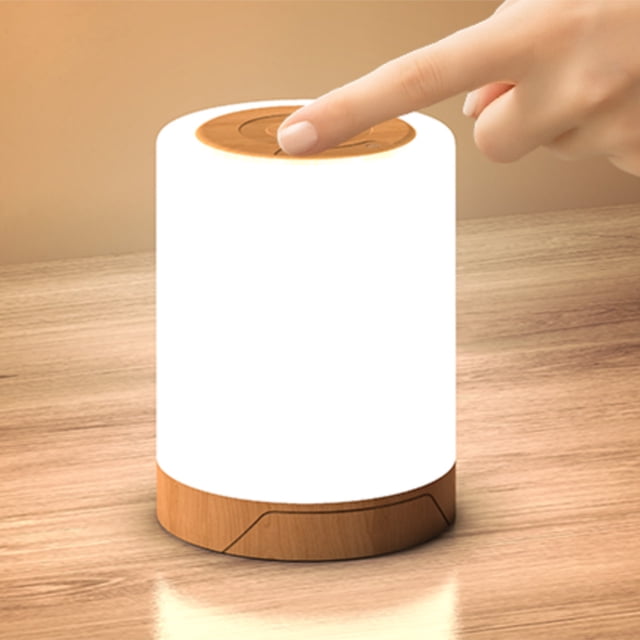 Lámpara de mesa de noche RGB con carga USB regulable y luz nocturna táctil LED