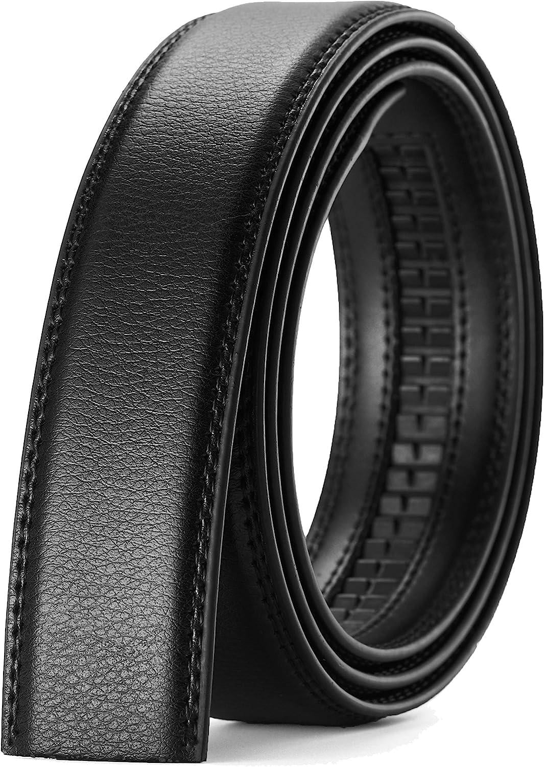 Men's Quality Leather Ratchet Belt Strap without Buckle, Replacement