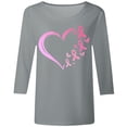 thumbnail image 4 of T-shirt Graphique de Sensibilisation au Cancer pour Femmes, Col Rond, Manches Trois Quarts, Décontracté, Confortable, Tenue Quotidienne, Haut de Festivals, 4 of 4