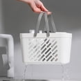 thumbnail image 2 of Small Plastic Storage Basket with Handle, Portable White Household Organizer Bin and Sundries Storage, Mini Shopping Tote for Kitchen and Bathroom Use, 2 of 6
