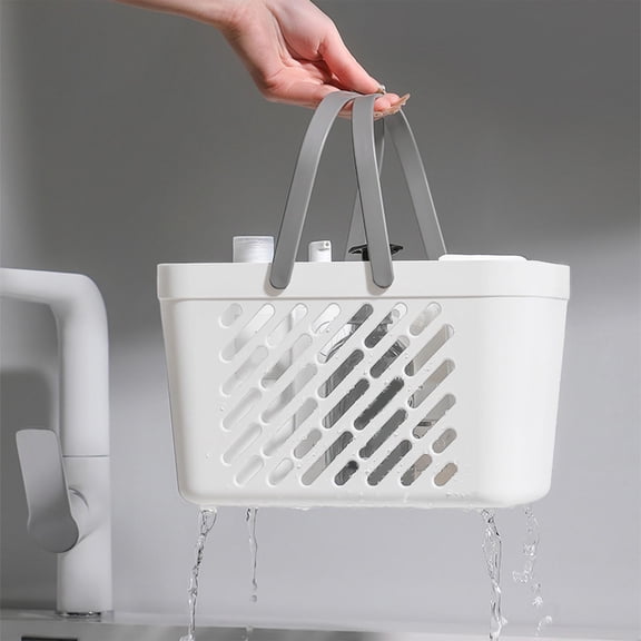 Plastic Storage Basket with Handle Portable Shower Caddy Tote Organizer Basket Bin for Bathroom Kitchen Dorm Room Bedroom