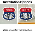 thumbnail image 3 of Rich's Garage 12 inch X 12 inch Shield Shaped Heavy Duty 3.2 mil Vinyl Decal Weather Resistant, UV Protected To last, Gift for Dads and Uncles Classic Americana Crafted in the USA, 3 of 6