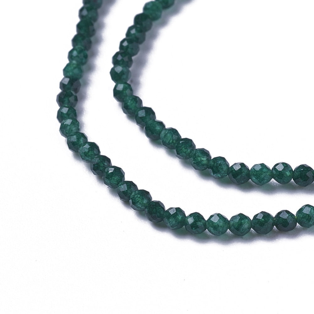 Natural White Jade Beads Strands Faceted Round Green 3~3.5x2.5~3mm Hole: 0.3mm 114~141pcs/strand 15.1~16.4 inch(38.4~41.8cm)