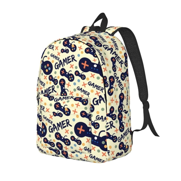 Balery Game Controller Mochila Clásica Impresa Básica para Viaje, Mochila Escolar Resistente al Agua, Mochila de Lona con Correas Ajustables-Small