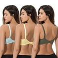 thumbnail image 2 of Curve Muse Plus Size Unlined Minimizer Underwire Bra with Embroidery Lace-3 Pack-YELLOW,HUNTER GREEN,LIGHT BLUE-46DD, 2 of 7