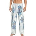 thumbnail image 2 of Picia Pale Blue Lotus Flowers Mens Soft Woven Cotton Elastic Waistband Sleep Pajama Pant Lounge Sleep Pant With Pockets And Drawstring-XX-Large, 2 of 9