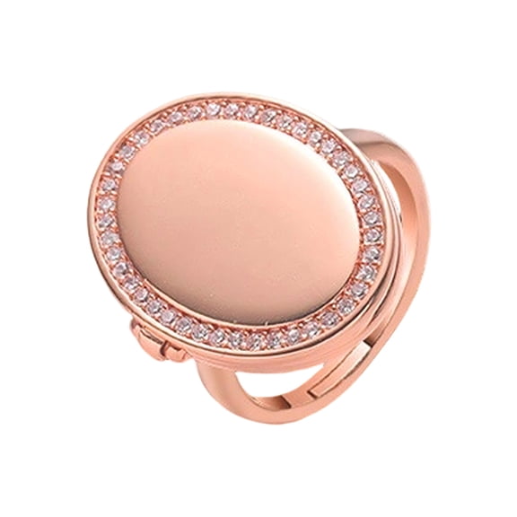 Fashionable Geometric Copper Rings For Keepsakes Storage Adjustable Locket Shaped Opening Rings Unisex Jewelry