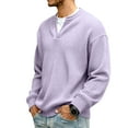 thumbnail image 4 of Havenx Mens Long Sleeve Shirts Knitted Crewneck Sweatshirts Textured Solid Color Tops Soft Comfy Casual Business Workout Clothes,Purple M, 4 of 5