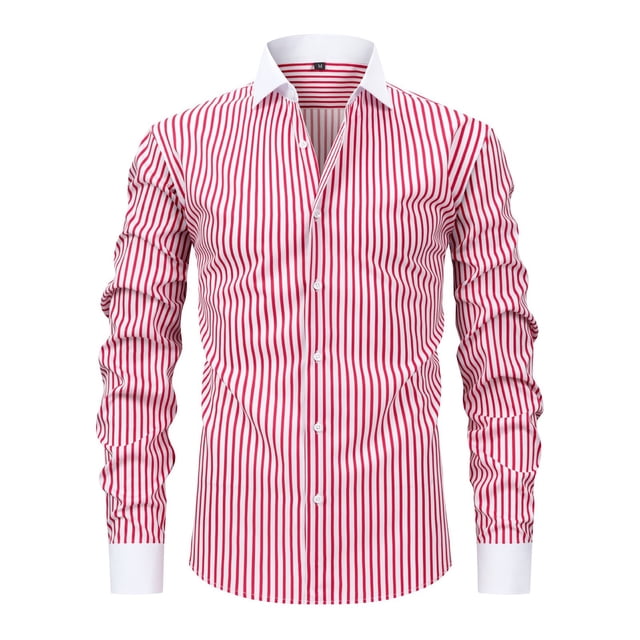 T-Shirts Imprimés à Rayures pour Hommes, Chemises à Manches Longues pour Hommes, Mode Automne, Blouses à Col Rabattu avec Boutons, Tailles P-3TG, Cadeaux pour Père