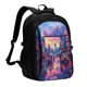 thumbnail image 1 of Easygdp Taxi Colorful Town Mochila para Laptop de Viaje con Puerto USB, Mochila para Laptop con Puerto de Carga USB para Mujeres y Hombres, 1 of 7