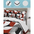 thumbnail image 4 of Red Grey, King Size Down Alternative Comforter, Lightweight Comforter Quilt Bedding Set with Pillow Shams Abstract Retro Middle Century Geometric Art All Seasons Bed Comforter Duvet Insert 96"x106", 4 of 7