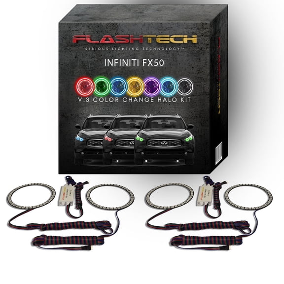 Flashtech RGB Multi Color Changing LED Halo kit for 2009-2012 Infiniti FX50 Headlights