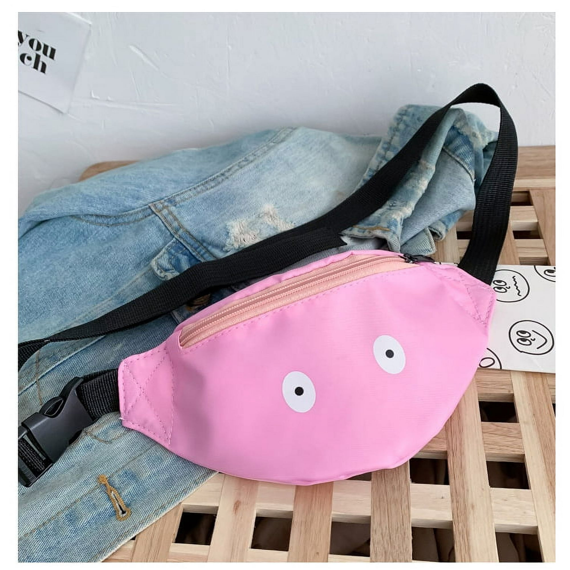 Kids Waist Bag Novelty Funny Small Eyes Fanny Pack Personality Leisure Belt Hip Bag pink