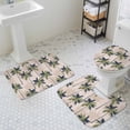 thumbnail image 3 of Summer Tropical Bathroom Rugs Set Plant Coconut Palm Tree Vintage Abstract Non Slip Absorbent Soft Bath Mats 3 Piece Set with Bathroom Rug, U-Shaped Floor Mat, Toilet Seat Cover Small Size, 3 of 9