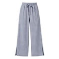 thumbnail image 7 of Gamviast Womens Striped Wide Leg Pants Elastic Waist Drawstring Side Slit Casual Palazzo Trousers with Pockets Lightweight Beach Pants for Vacation Lounge Summer Wear Navy L, 7 of 7