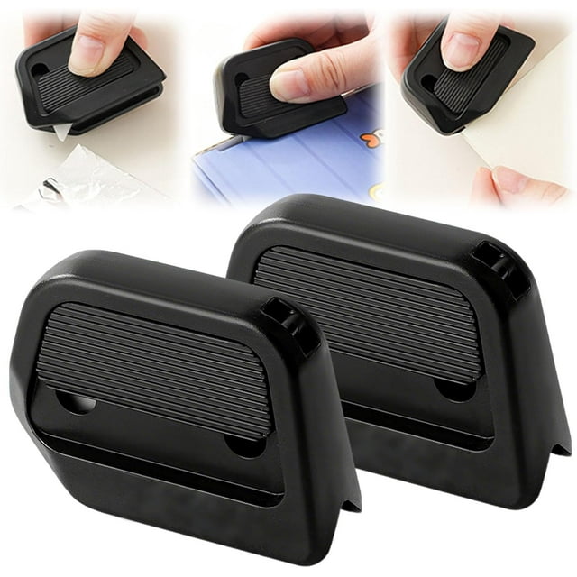 2PCS Mini Magnetic Ceramic Box Cutter, 2026 Upgraded Auto-Retract Utility Knives with Safety Ceramic Blades & Right Angle Groove, Portable Box Opener Tool for Cardboard, Crafts & Daily Use,Black