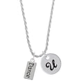 thumbnail image 1 of Delight Jewelry Silvertone Dance Silvertone Script Initial Disc - U - Charm Necklace, 20"+3", 1 of 4