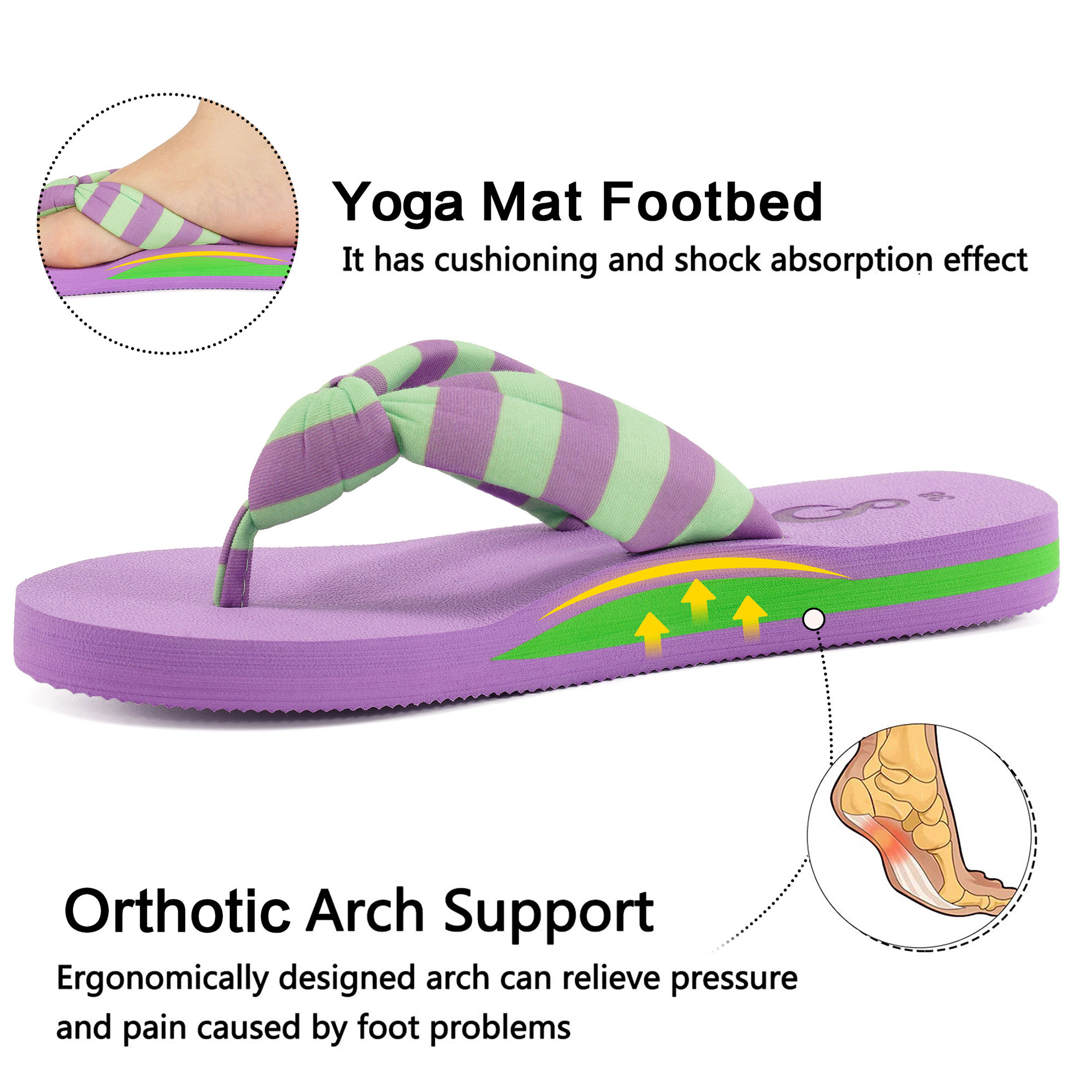 Ecetana Women's Yoga Mat Flip Flops Thong Sandals photo 4