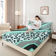thumbnail image 4 of Homewish Leopard Print 4pcs Bed Sheets for Teesn Female Men,Bling Teal Glitter King Sheets,Geometric Stripes Super Cozy Sheet Set,Ultra Soft Home Decor, 4 of 7