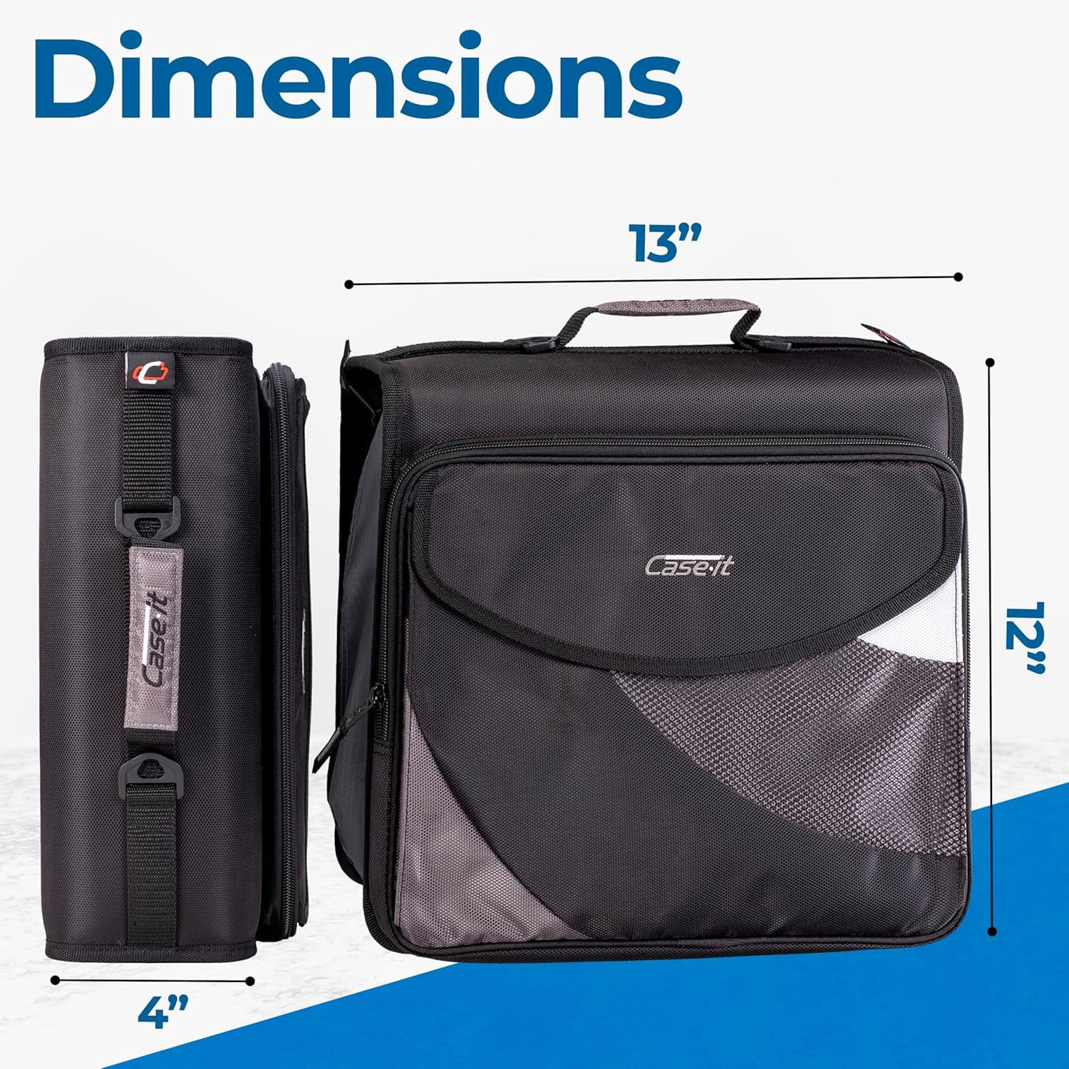 Case-it Universal Dual Binder Pack, 2 Set of 2” D-Ring Dual, W/Removable File Folder Hold Down Pages, Backpack Style Straps, Padded Laptop Pocket, Front Flap Pocket, Laptop Storage