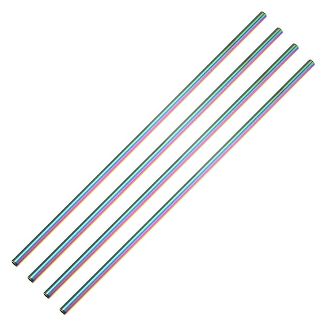 Reutilizables Metal Pajitas 4 uds, Inoxidable Acero Recto Beber Pajita 10.4 Largo Adecuado para Leche Batido Bebida Jugo - Arcoíris