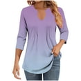 thumbnail image 3 of Women's Casual Short Sleeve V-Neck T-Shirt Tops Blouses Solid Color Soft Breathable Loose Fit for Daily Wear Business Office Vacation Outfits Fashion Essential Gift for Women, 3 of 9