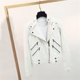 thumbnail image 6 of Jackets Womens Trendy Motorcycle Zipper Slim Fit Leather Cropped Lightweight Plus Size Fall Winter Women'S Coats,White,L, 6 of 6