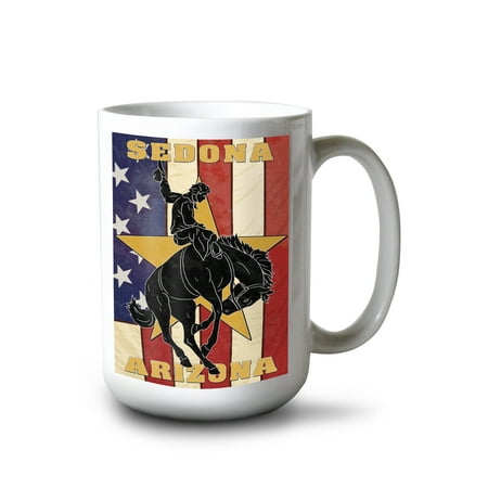 

15 fl oz Ceramic Mug Sedona Arizona Cowboy and Bucking Bronco Dishwasher & Microwave Safe