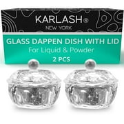 Karlash Nail Art Acrylic Liquid Powder Dappen Dish With Lid Clear Glass Crystal Cup Glassware Tools Glass Dappen Dish Nail Crystal Bowl Glass (Pack of 2)