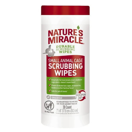 Nature’s Miracle Small Animal Cage Scrubbing Wipes, 30 Count