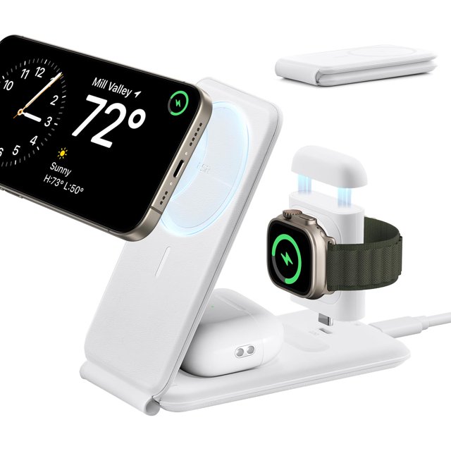 Soporte de carga ESR 3 en 1 para Magsafe con Apple Watch blanco