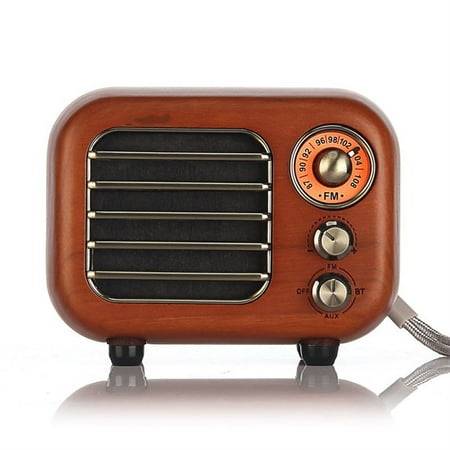Retro B-l-u-e-t-o-o-t-h Speaker Walnut Wooden FM Radio with Old Fashioned Classic Style TF Card & MP3 Player Loud Volume Accurate Channel Search