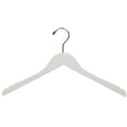 thumbnail image 2 of White Wood Top Hanger, Box of 25, Space Saving 17 Inch Flat Wooden Hangers w/ Chrome Swivel Hook & Notches for Shirt Jacket or Dress by International Hanger, 2 of 3