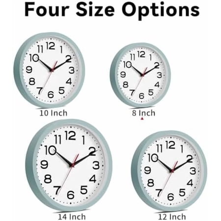 Wall Clock Silent Non-Ticking Modern Clock Battery Operated 8 Inch Small Classic Analog Decorative for Kitchen, Bathroom, Office, Bedroom, Home(Blue Gray)