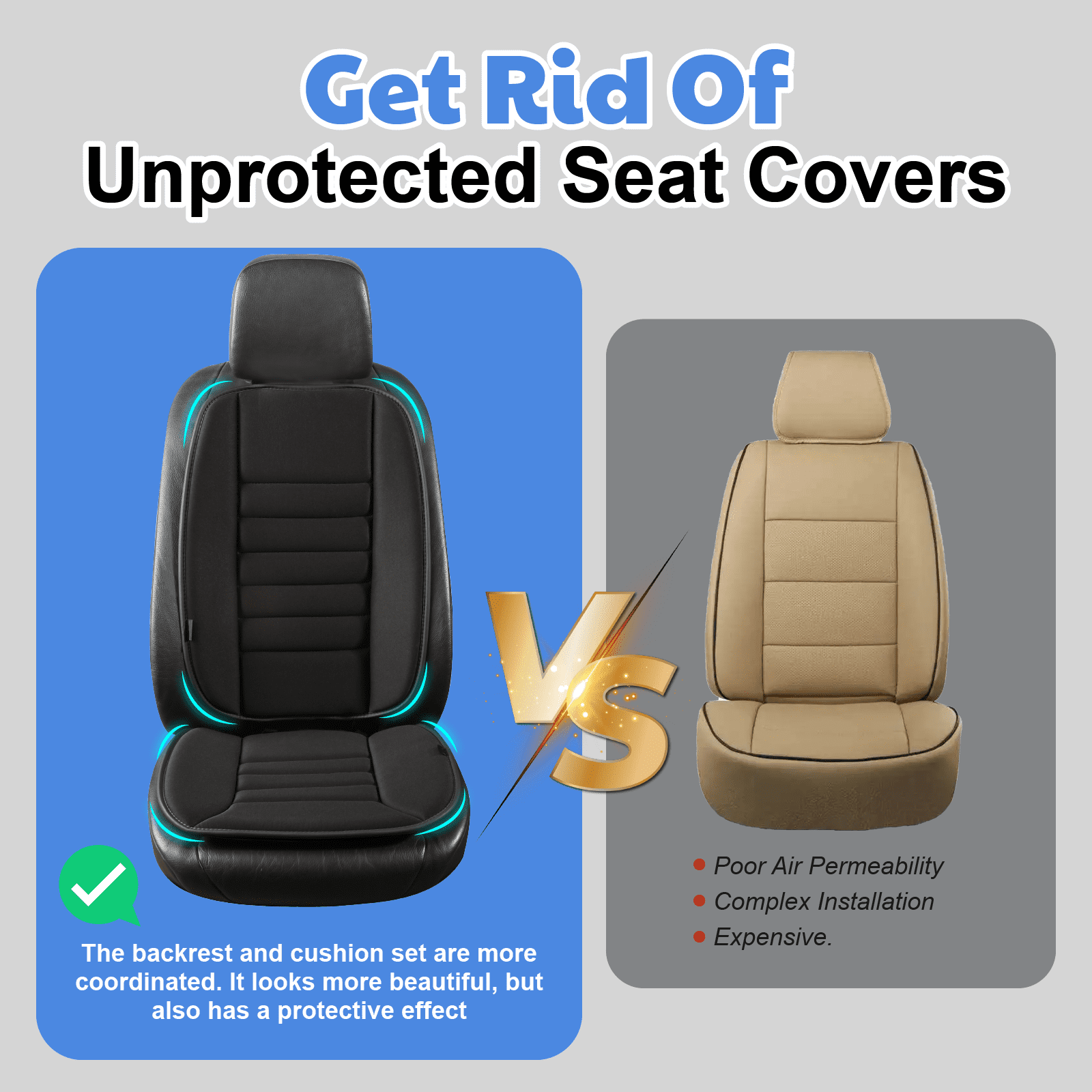 Maxphenix Memory Foam Car Seat Cushion with Back Support, 19"L x 1.2"W x 20"H