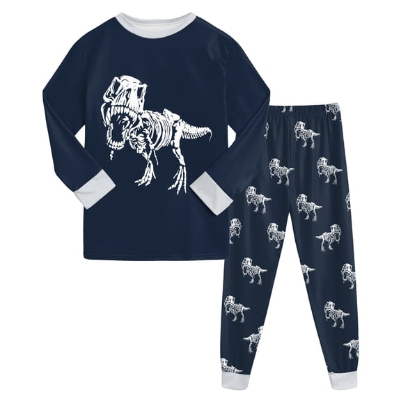 OYXSER Baby Boy Clothes 3T 4T Childrens Autumn Winter Long Sleeve Cartoon Print Homewear Outfit Set, Dark Blue 3-4T