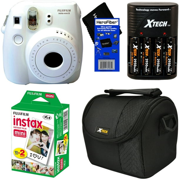 Fujifilm Instax Mini 8 Instant Film Camera (White) + Fujifilm Instax