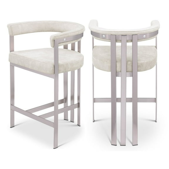 Meridian Furniture Marcello Stone Velvet Counter Stool (Set of 2)
