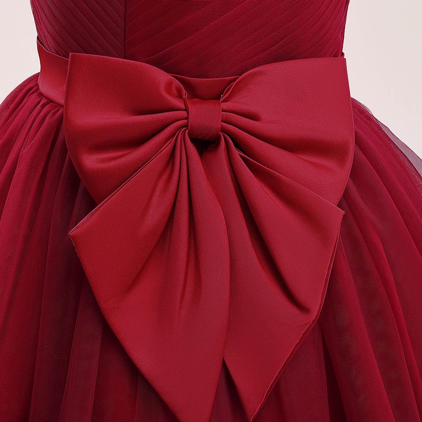 Zanarzt Kids Formal Dresses for Girls Flower Girls Spaghetti Strap Tulle Dress Long A Line Wedding Pageant Dresses Princess Birthday Party Ball Gown Red,6-7 Years